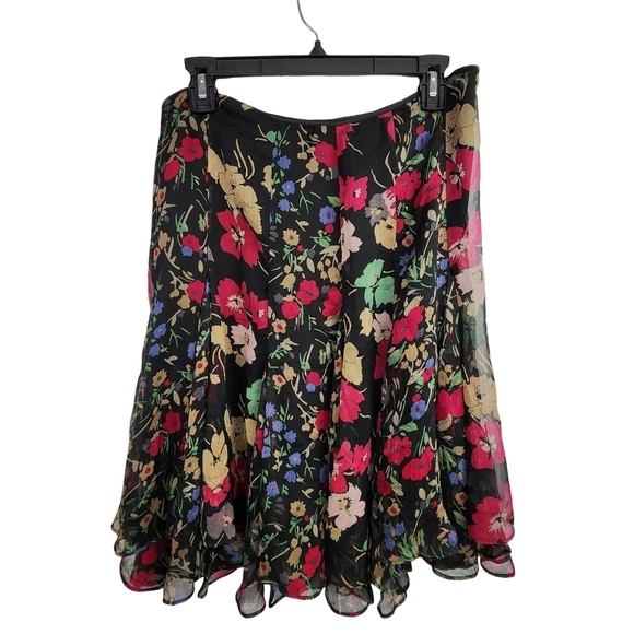 Ralph Lauren Dresses & Skirts - Ralph Lauren Floral Ruffled Asymmetrical Midi Skirt Size 6